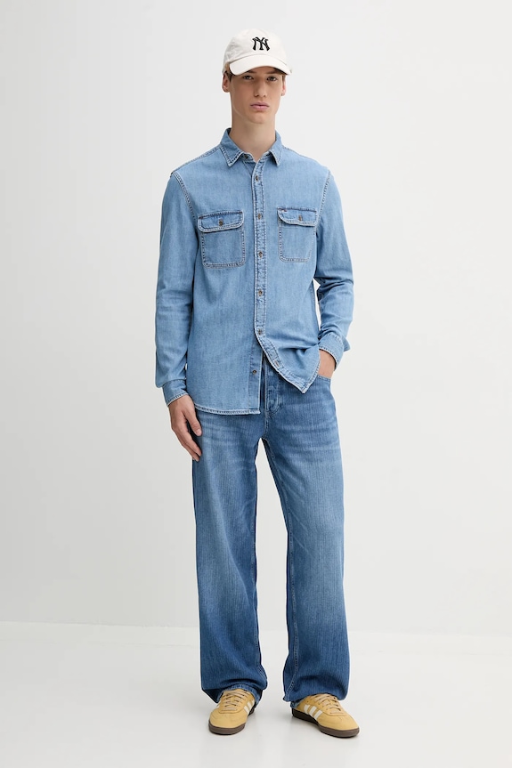 Tommy Jeans koszula jeansowa DM0DM21727 niebieski AW25