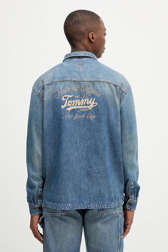 Tommy Jeans koszula jeansowa bawełna niebieski DM0DM21918