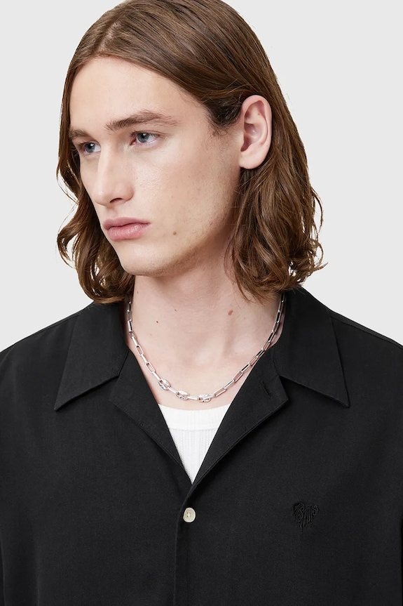 Πουκάμισο AllSaints RIALTO M161SC μαύρο AW25
