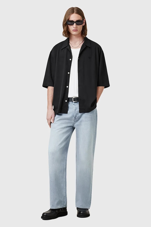 Πουκάμισο AllSaints RIALTO M161SC μαύρο