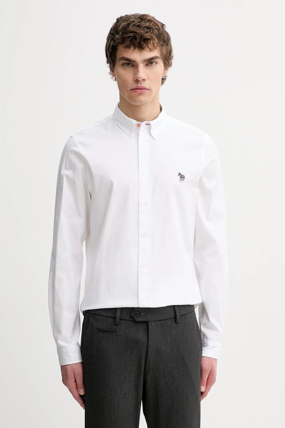 Bavlnená košeľa PS Paul Smith slim biela M2R.599R.PZEBRA