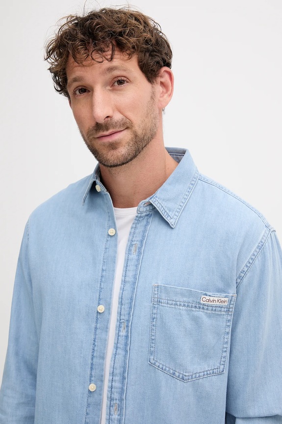 Bavlnená košeľa Calvin Klein Jeans modrá LV040BM796