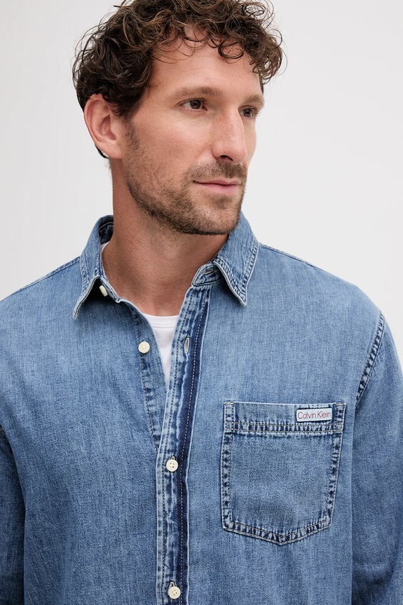 Rifľová košeľa Calvin Klein Jeans modrá LV040EM774