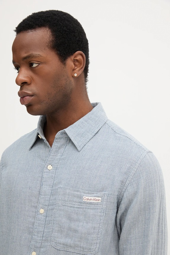 Bavlnená košeľa Calvin Klein Jeans modrá LV04RC706G