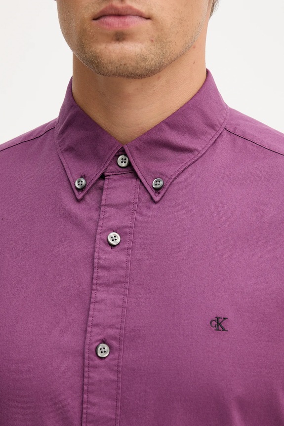 Calvin Klein Jeans cămașă bărbați din bumbac cu elastan LV140EM125 violet