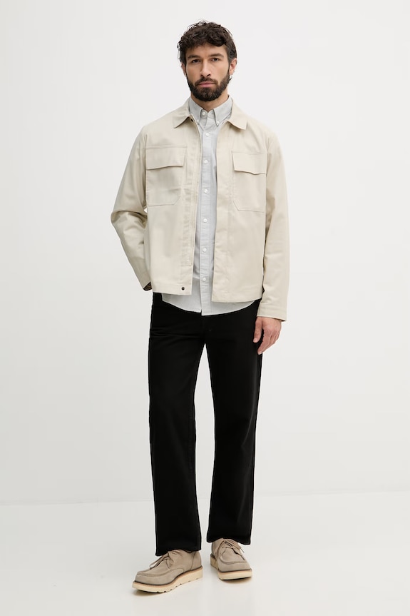Calvin Klein Jeans košile pánská bavlněná s elastanem LV140EM125 zelená SS26
