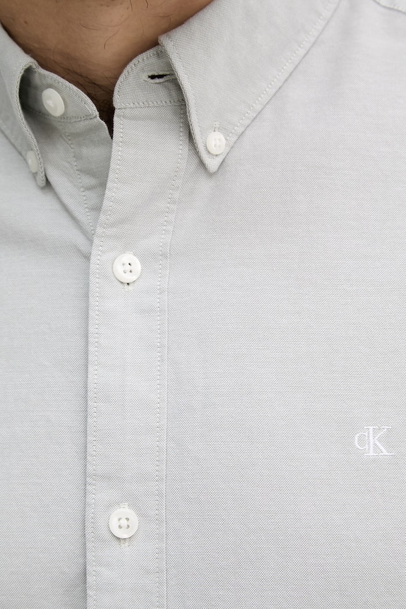 Calvin Klein Jeans košile pánská bavlněná s elastanem LV140EM125 zelená