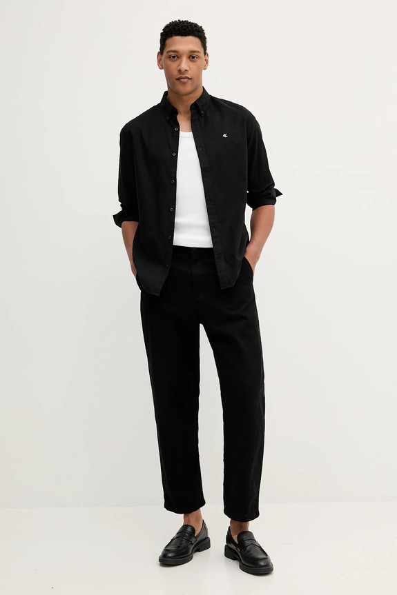 Calvin Klein Jeans cămașă bărbătească din bumbac cu elastan LV140EM125 negru SS26