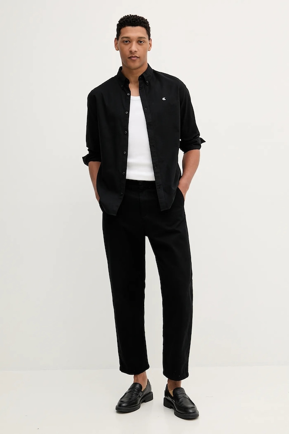 Calvin Klein Jeans cămașă bărbătească din bumbac cu elastan LV140EM125 negru SS26