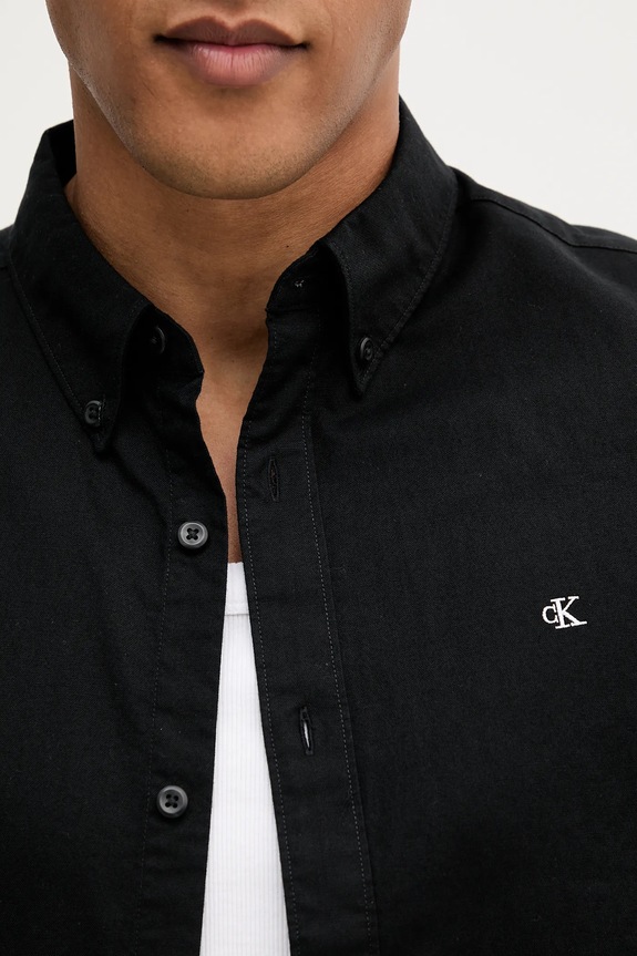 Calvin Klein Jeans cămașă bărbătească din bumbac cu elastan LV140EM125 negru