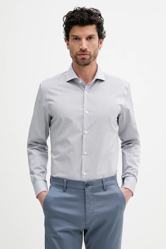 BOSS camicia in cotone H-HANK-spr-B1-C1-253 a strisce blu navy 50545826