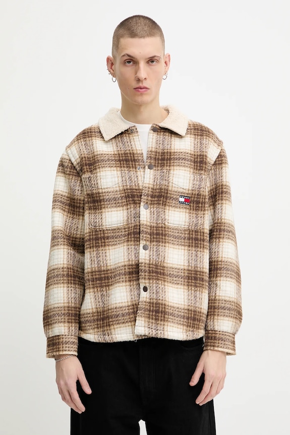Tommy Jeans kurtka koszulowa brązowy DM0DM22010
