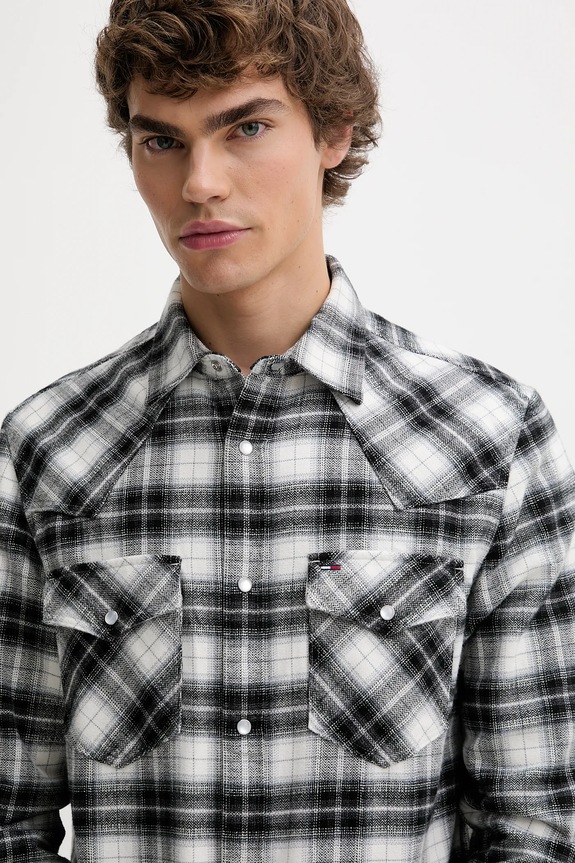 Pamučna košulja Tommy Jeans crna DM0DM22019