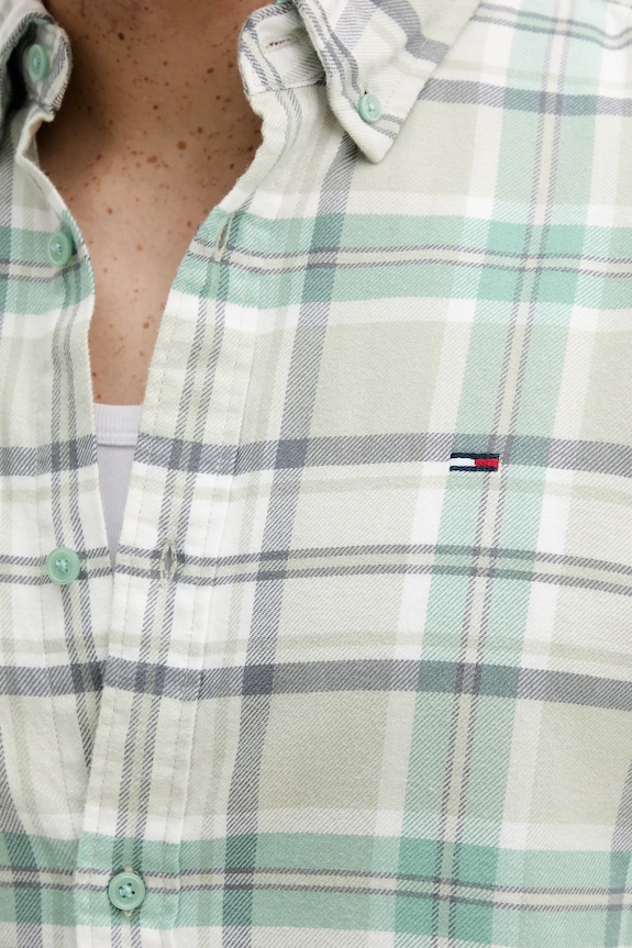 Tommy Jeans cămașă din bumbac DM0DM22024 verde
