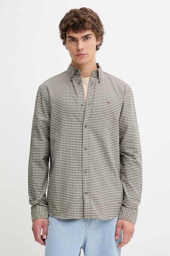 Pamučna košulja Tommy Jeans regular zelena DM0DM22025