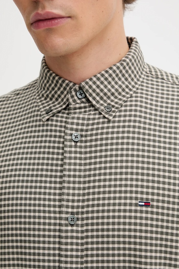 Pamučna košulja Tommy Jeans DM0DM22025 zelena