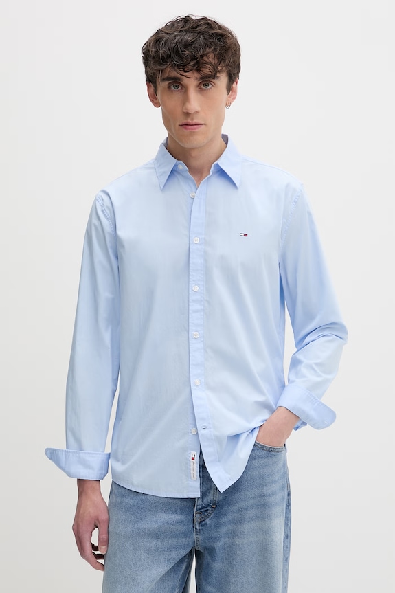 Tommy Jeans košile pánská bavlněná modrá DM0DM22026