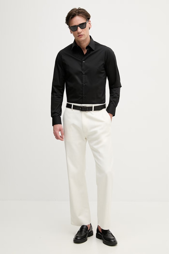 United Colors of Benetton cămașă bărbați 551MUQ049 negru SS26