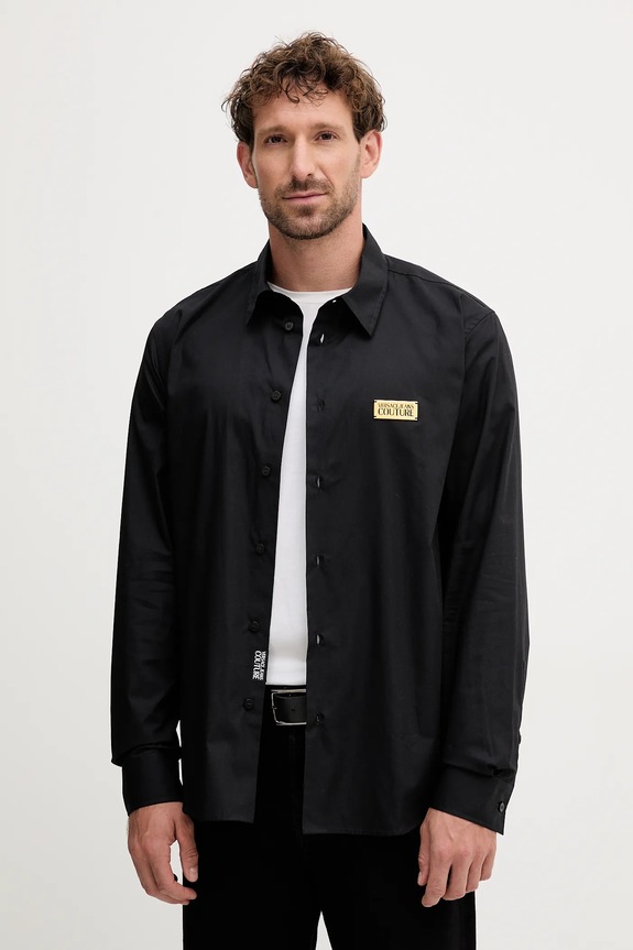 Versace Jeans Couture camicia in cotone semplice nero 79GALKR1.CN00K