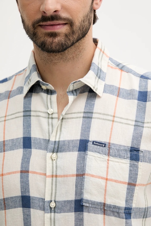 Πουκάμισο από λινό Barbour CROFT MSH5197 μπλε