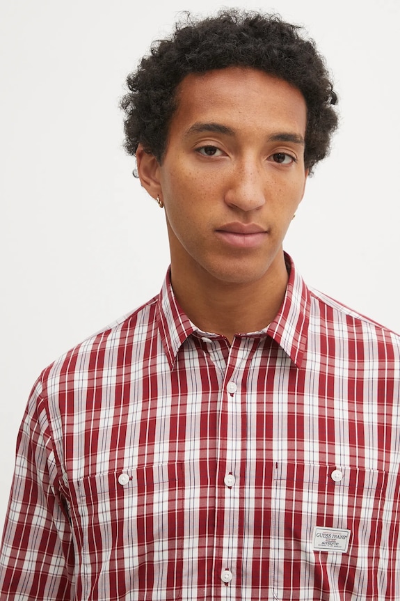 Bavlnená košeľa Guess Jeans burgundské M5YH37.WH7Q1