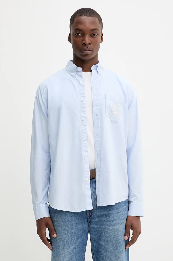 Bombažna srajca Guess Jeans Potisk modra M5YH64.WHFK1