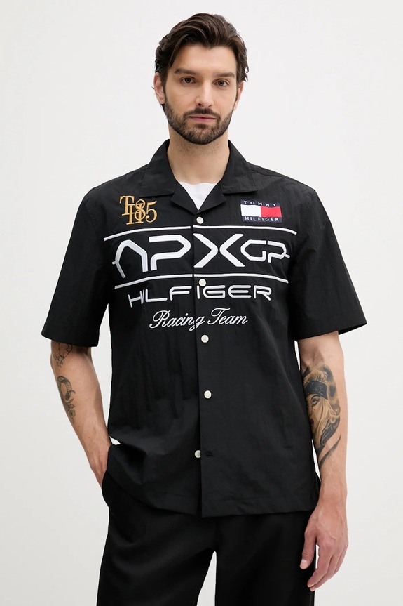 Košulja Tommy Hilfiger x F1 THE MOVIE sitni uzorak crna MW0MW41376