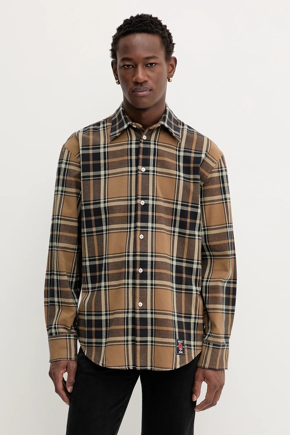 MSGM cămașă din bumbac cu modele maro 3940ME11L.257500
