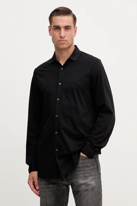 Armani Exchange camicia in cotone semplice nero XM001370.AF10364