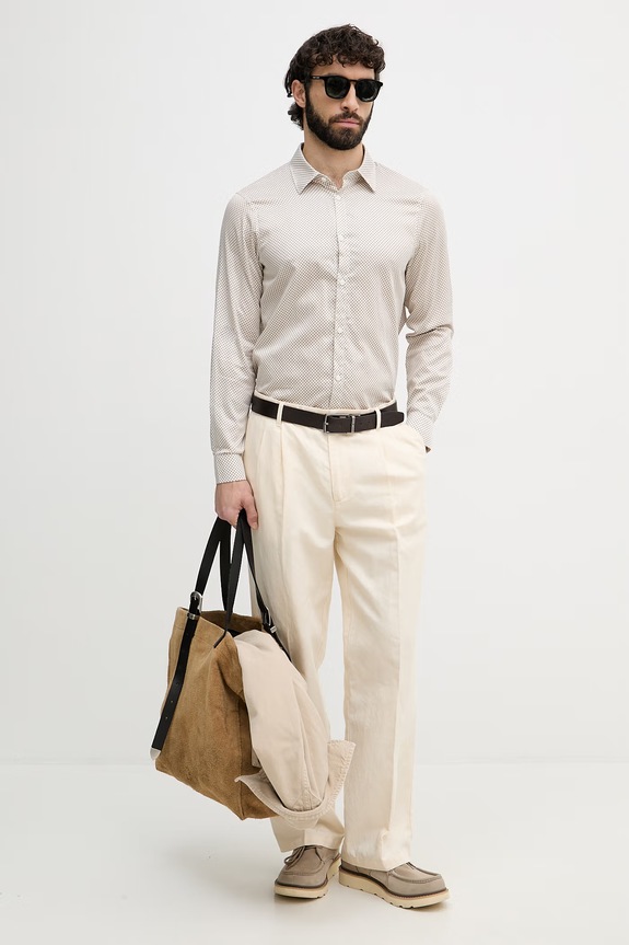 Armani Exchange košeľa pánska bavlnená XM001942.AF19194 béžová SS26