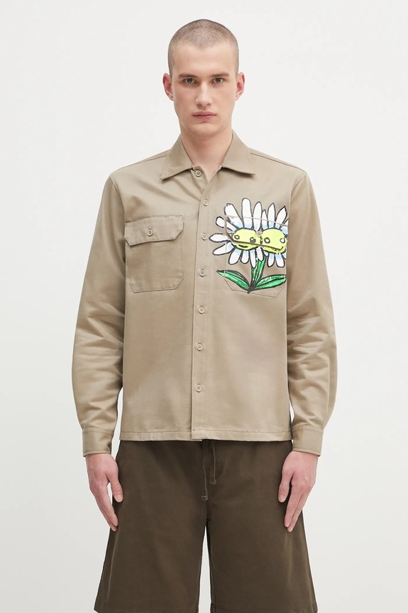 Pamučna košulja Sky High Farm Daisy workshirt regular bež SHF07B014