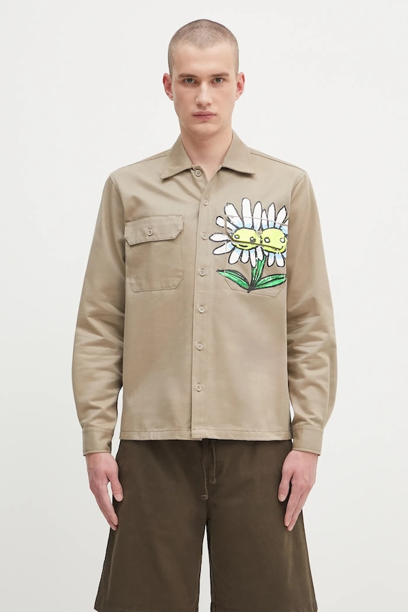 Pamučna košulja Sky High Farm Daisy workshirt regular bež SHF07B014