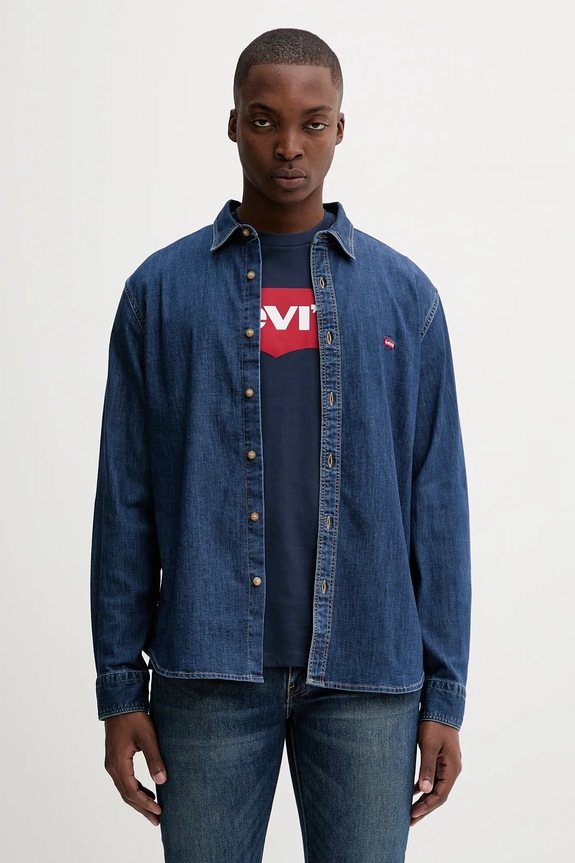 Rifľová košeľa Levi's jednofarebný modrá 86625.0052