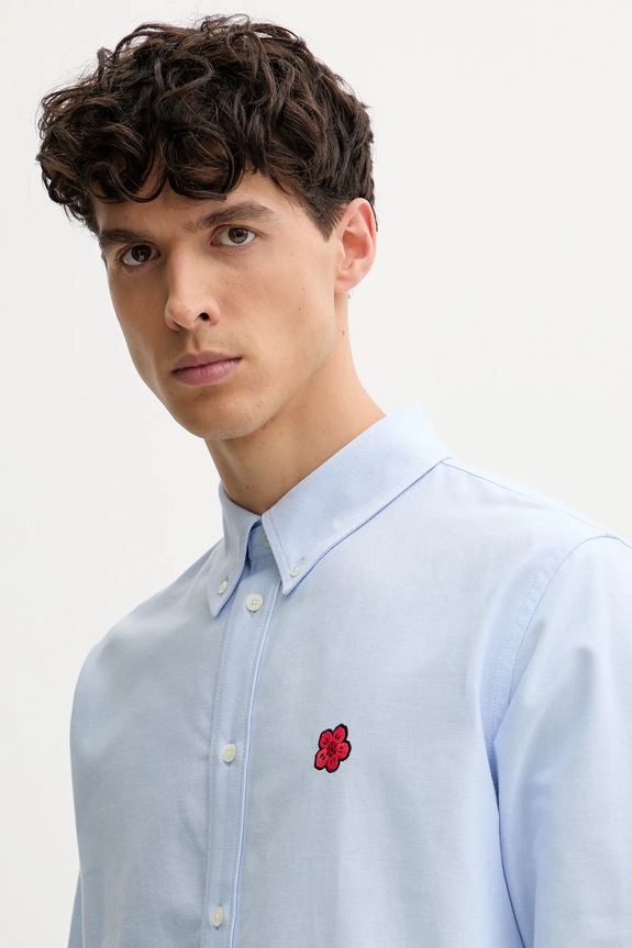 Kenzo camicia in cotone blu FF65CH4109LO