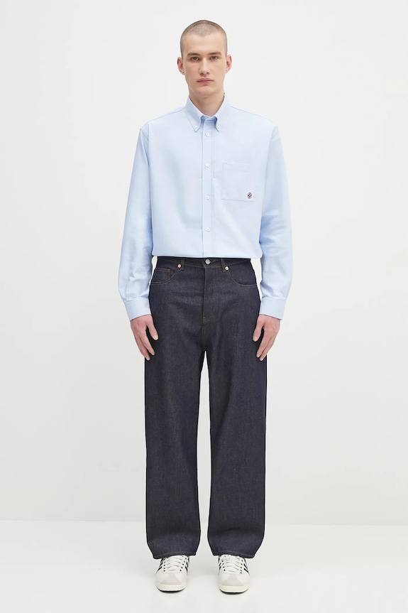 Drôle de Monsieur cotton shirt La Chemise Oxford H.SH240.CO225 blue