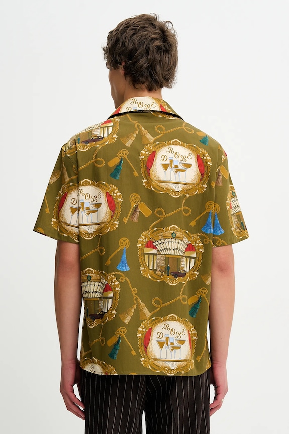 Oblečenie Bavlnená košeľa Drôle de Monsieur La Chemise Grand HUtel H.SH228.LI010 zelená