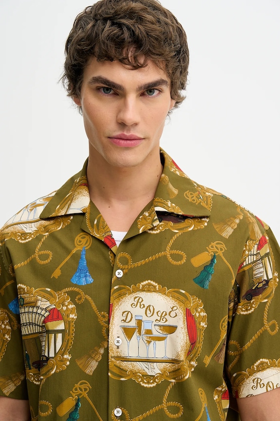 Bavlnená košeľa Drôle de Monsieur La Chemise Grand HUtel zelená H.SH228.LI010