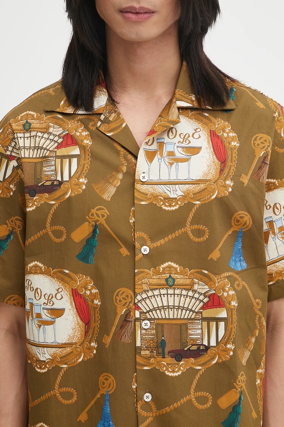 Drôle de Monsieur cotton shirt La Chemise Grand HUtel green H.SH228.LI010