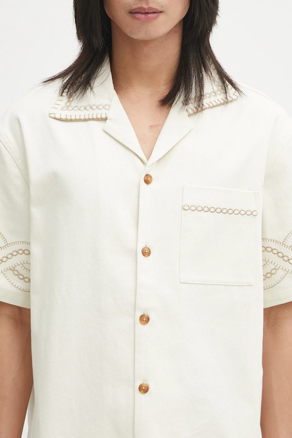Drôle de Monsieur cămașă din bumbac La Chemise BrodEe Tresses bej H.SH227.CO215