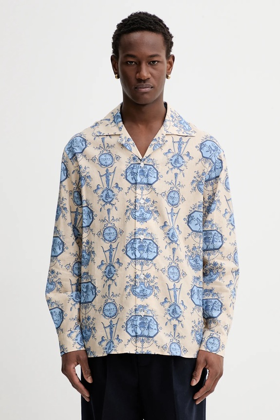 Drôle de Monsieur cămașă cu in La Chemise Patineur lung bej I.SH232.LI011