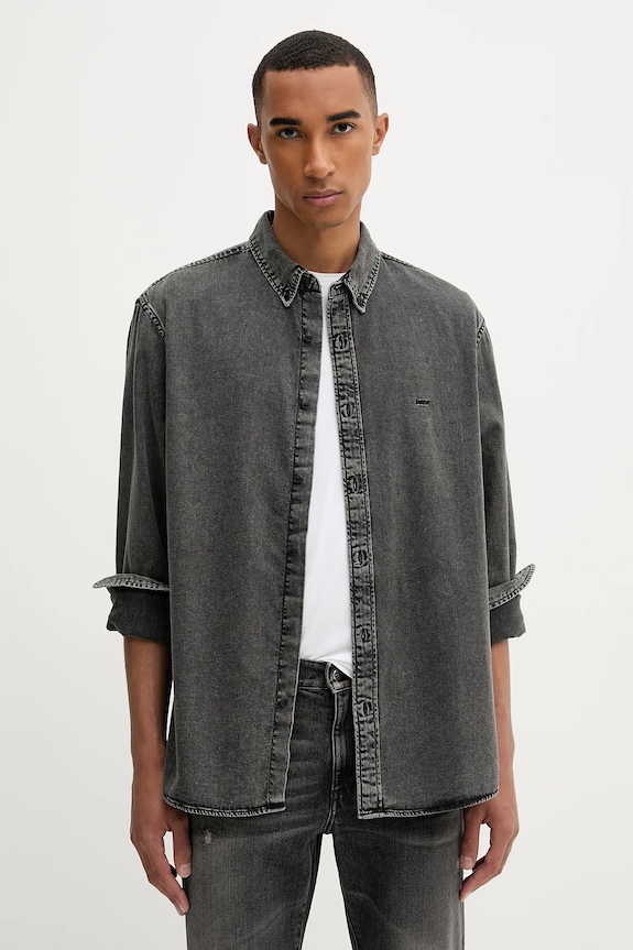 Levi's koszula jeansowa bawełna czarny A7210.0038