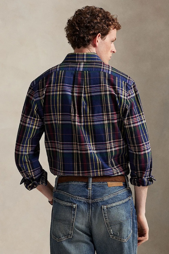 Polo Ralph Lauren cămașă din bumbac 710P00524 verde AW25