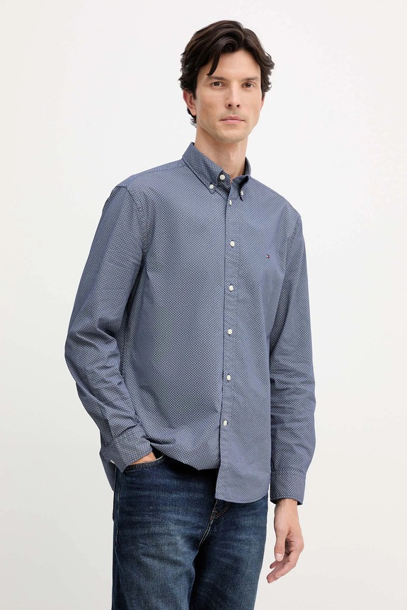 Bavlnená košeľa Tommy Hilfiger regular modrá MW0MW40455