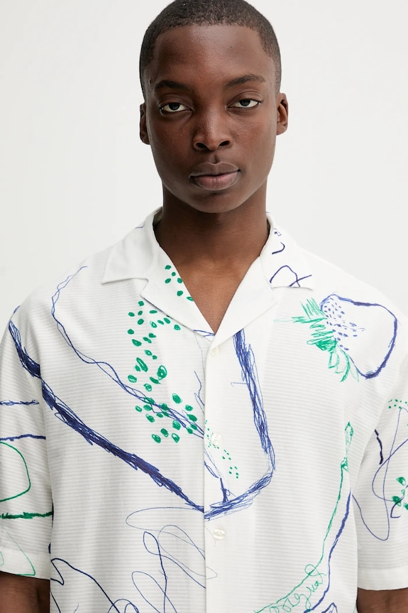 Desigual cămașă din bumbac MAX bej 25WMCW06