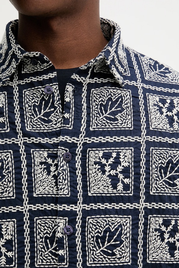 Βαμβακερό πουκάμισο Desigual JACK 25WMCW25 σκούρο μπλε