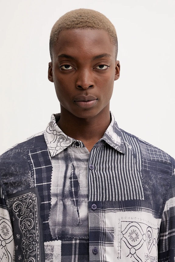 Πουκάμισο Desigual BLUE PATCH σκούρο μπλε 25WMCW40