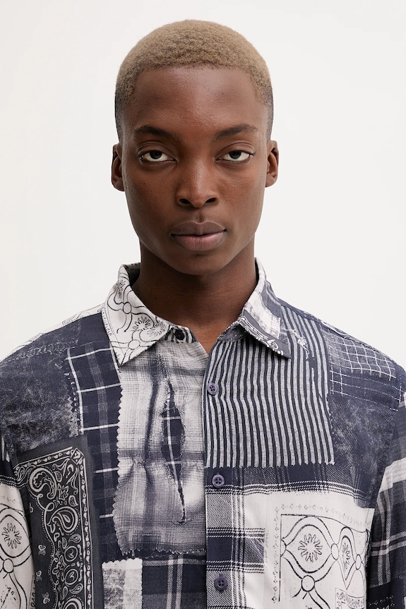 Πουκάμισο Desigual BLUE PATCH σκούρο μπλε 25WMCW40