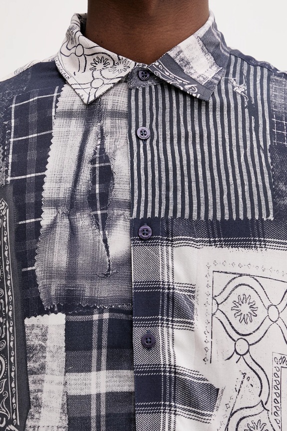 Πουκάμισο Desigual BLUE PATCH 25WMCW40 σκούρο μπλε