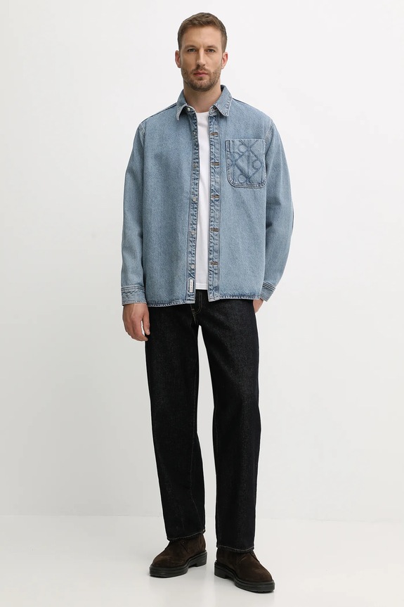 Calvin Klein Jeans cămașă jeans LV04RD747G albastru AW25