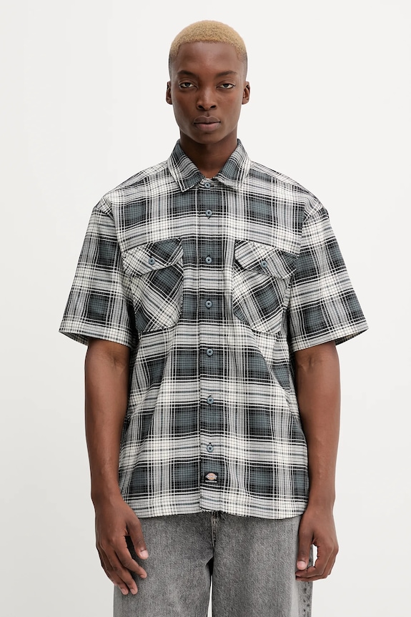Dickies cămașă din bumbac cu modele albastru DK0A8674
